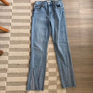Pistola Light Blue Straight Leg Jeans with Split Hem